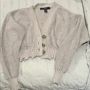 Forever 21 Light Gray Button-Up Cardigan